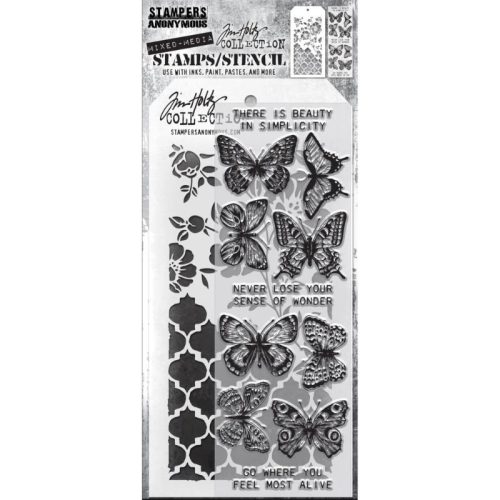 Tim Holtz Stampers Anonymous – Flutter, Floral and Trellis leimasinsetti + sapluuna - Bild 5