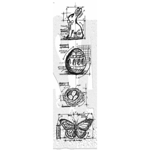 Tim Holtz Stampers Anonymous – Mini Blueprints Strip Easter leimasinsetti - Image 5