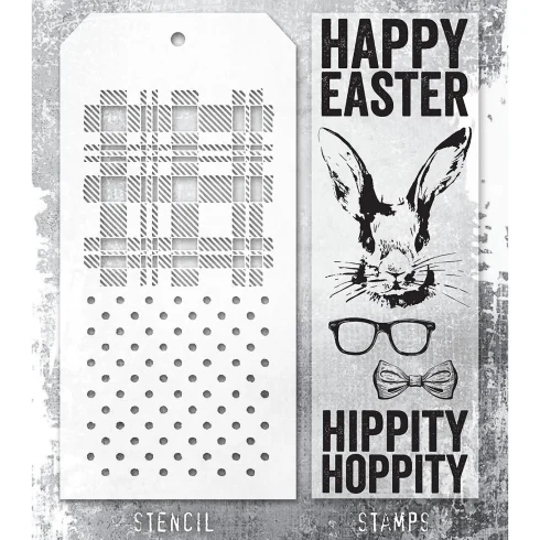 Tim Holtz Stampers Anonymous – Bunny, Plaid and Polkadot leimasinsetti + sapluuna