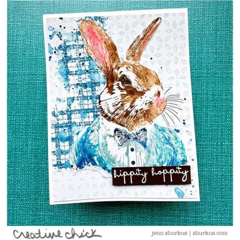 Tim Holtz Clear Stamps and Stencil Hipster Bunny Plaid and Polkadot thmm164 rabbit