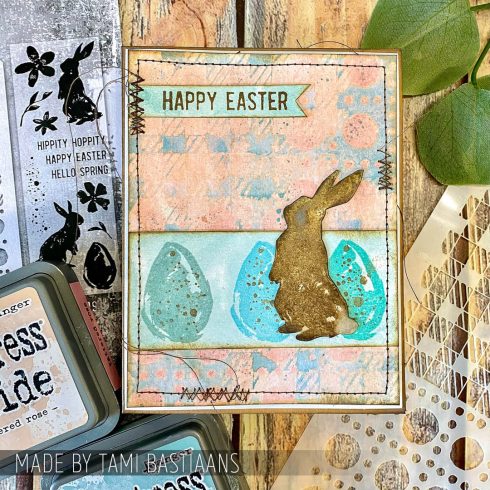 Tim Holtz Clear Stamps and Stencils Spring Shadows Gingham and Dotted Line thmm163 eggs