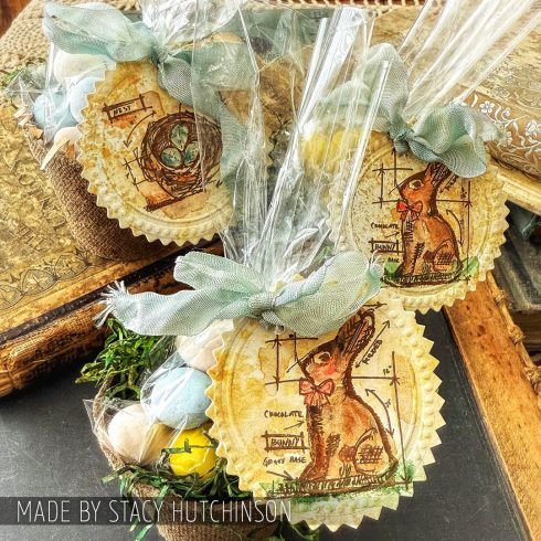 Tim Holtz Mini Blueprints Strip Easter Cling Rubber Stamps thmb005 tags