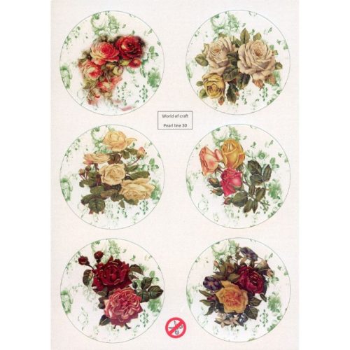 WOC – Pearlized Flowers Round nr30 korttikuvat (6 kpl)