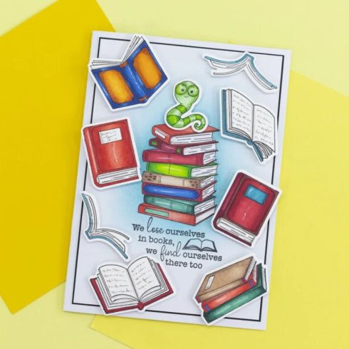 Crafters Companion Stamp – Stack of Books leimasin 1