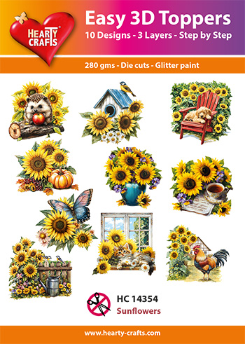 Hearty Crafts Easy 3D Toppers – 3D-paketti Auringonkukat