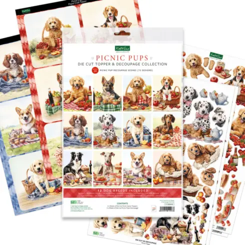 Katy Sue – Picnic Pups 3D-arkit ja korttikuvat (24+24kpl) A4
