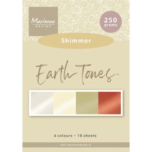 Marianne Design Shimmer Paper Pad – Earth Tones helmiäiskartonki A5 (16 kpl)