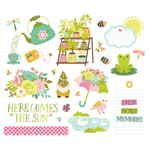 Simple Stories – Big Bits & Pieces Tea Garden isot leikekuvat (23 kpl)