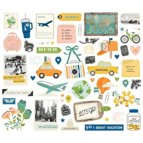 Simple Stories – Bits & Pieces Happy Travels leikekuvat (56 kpl)