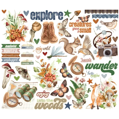 Simple Stories – Bits & Pieces Simple Vintage Woodlands leikekuvat (52 kpl)