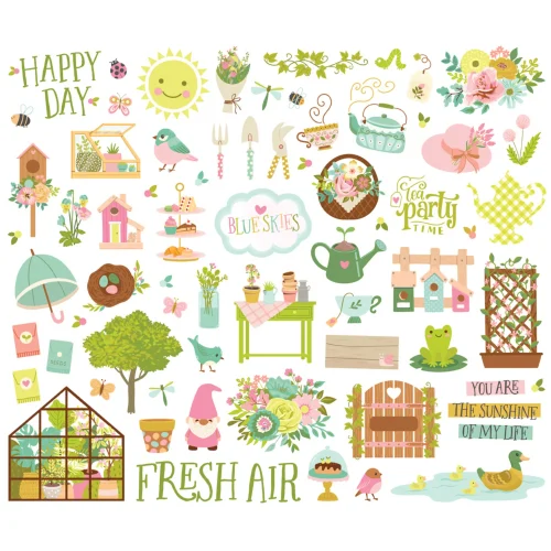 Simple Stories – Bits & Pieces Tea Garden leikekuvat (67 kpl)
