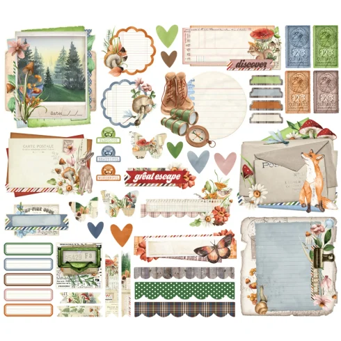 Simple Stories – Ephemera Simple Vintage Woodlands leikekuvat (46 kpl)