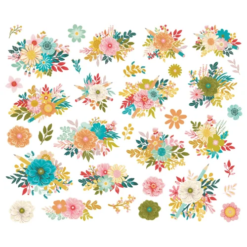 Simple Stories – Floral Bits & Pieces Book Fair leikekuvat (34 kpl)