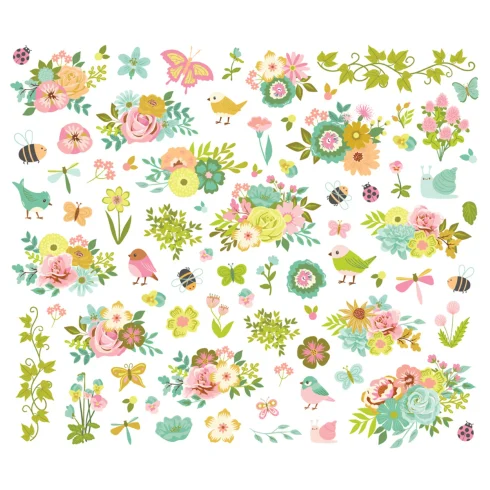 Simple Stories – Floral Bits & Pieces Tea Garden leikekuvat (79 kpl)