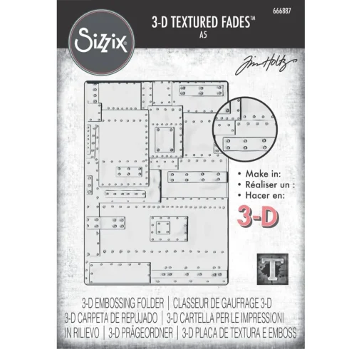 Sizzix Tim Holtz 3D kohokuviointikansio Texture Fades – FOUNDRY LARGE (A5)