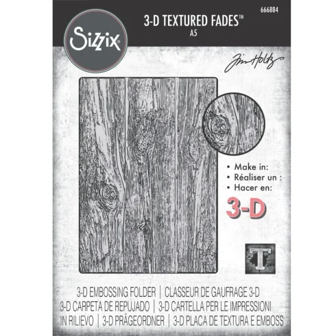Sizzix Tim Holtz 3D kohokuviointikansio Texture Fades – LUMBER LARGE (A5)