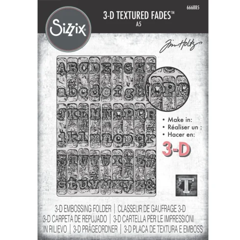 Sizzix Tim Holtz 3D kohokuviointikansio Texture Fades – TYPEWRITER LARGE (A5)