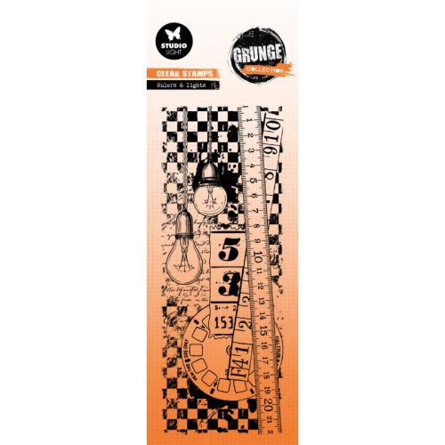 Studio Light Clear Stamp – Grunge Rulers & Lights leimasin