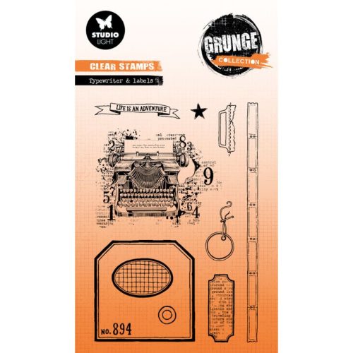 Studio Light Clear Stamp – Grunge Typewriter & Labels pattern leimasinsetti