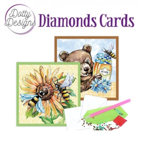 Timanttimaalauskortit Dotty Designs BEE HONEY 10x10cm (2kpl)