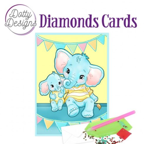 Timanttimaalauskortti Dotty Designs ELEPHANTS 10x15cm
