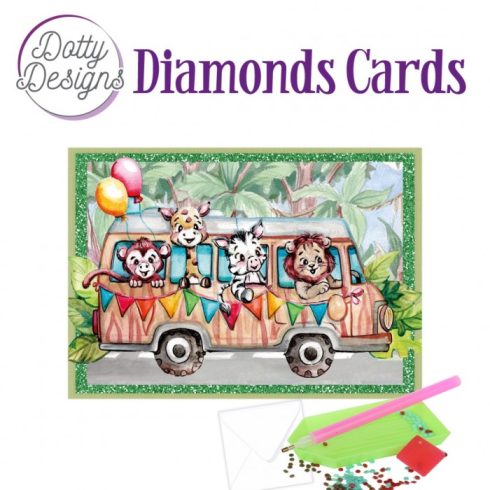 Timanttimaalauskortti Dotty Designs JUNGLE BUS 10x15cm