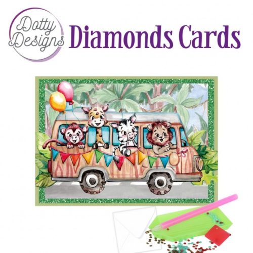 Timanttimaalauskortti Dotty Designs JUNGLE BUS 10x15cm