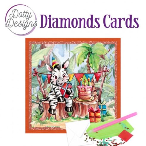 Timanttimaalauskortti Dotty Designs ZEBRA PARTY 15x15cm
