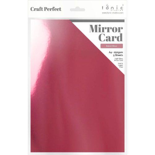 Tonic Studios Mirror Card High Gloss Italian Rose – Peilikartonki A4 (5kpl)