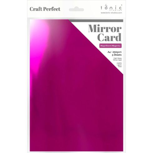 Tonic Studios Mirror Card High Gloss Magnificent Magenta – Peilikartonki A4 (5kpl)