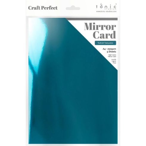 Tonic Studios Mirror Card High Gloss Turkish Turquoise – Peilikartonki A4 (5kpl)