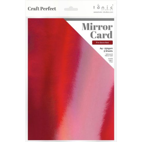 Tonic Studios Mirror Card Iridescent Fire Stone Red – Peilikartonki A4 (5kpl)