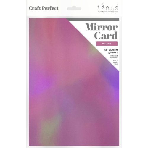 Tonic Studios Mirror Card Iridescent Petal Pink – Peilikartonki A4 (5kpl)