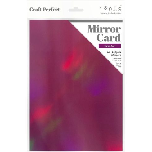 Tonic Studios Mirror Card Iridescent Purple Rain– Peilikartonki A4 (5kpl)