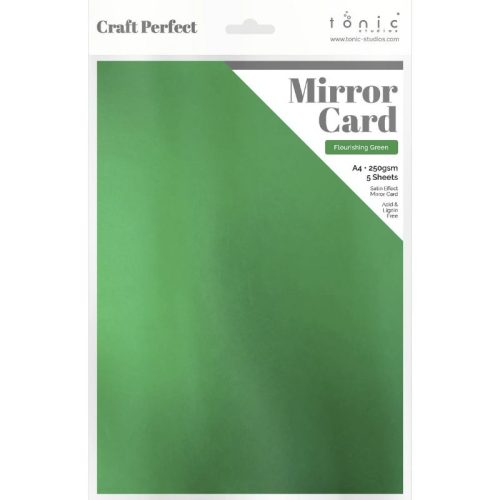 Tonic Studios Mirror Card Satin Effect Flourishing Green – Peilikartonki A4 (5kpl)