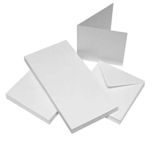 Korttipohjat + kirjekuoret 4"x4" (10cm x 10cm) valkoinen 50 kpl