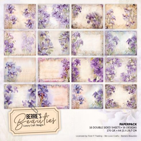 Berrie’s Beauties Paper Pack – Purple Iris paperilajitelma A4