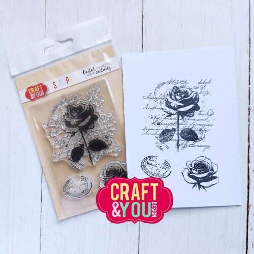 Craft & You Design Stamps – Vintage Rose leimasinsetti A6 - Image 2