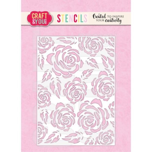 Craft & You Design Stencil – Big Roses sapluuna A6
