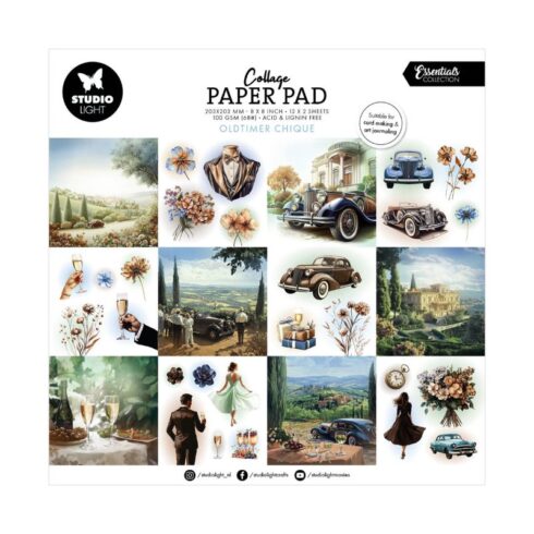 Studio Light Collage Paper Pad – Oldtimer Chique paperilehtiö 20 x 20 cm