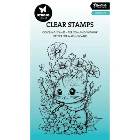 Studio Light Coloring Clear Stamp – Floral Cat leimasin