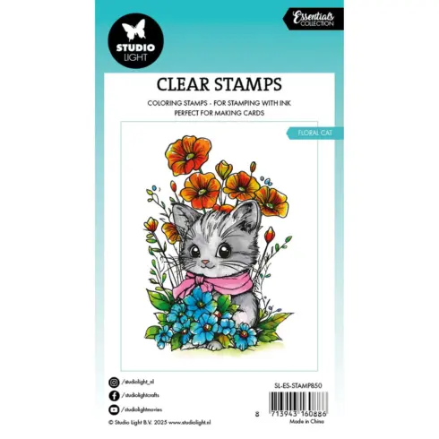 Studio Light Coloring Clear Stamp – Floral Cat leimasin1