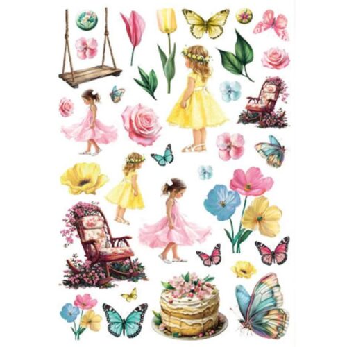 Studio Light Collage Paper Elements – Fluttering Flowers leikekuvat (35 kpl)