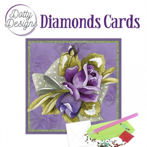 Timanttimaalauskortti Dotty Designs PURPLE ROSES 15x15cm