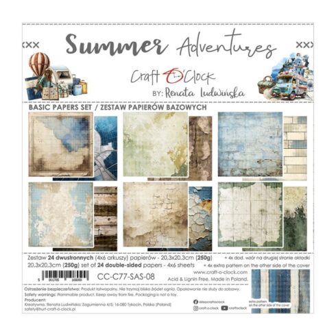 Craft O’Clock – Summer Adventures Basic paperilajitelma 20 x 20 cm