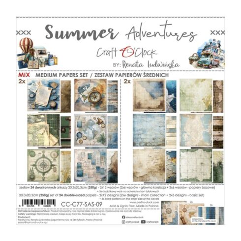 Craft O’Clock – Summer Adventures MIX paperilajitelma 20 x 20 cm
