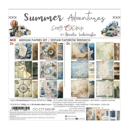 Craft O’Clock – Summer Adventures MIX paperilajitelma 20 x 20 cm