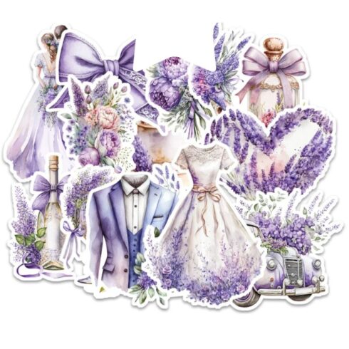 Paper Favourites Die-Cuts – Lavender Wedding leikekuvat (18 kpl)
