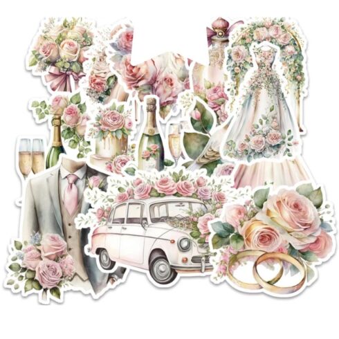 Paper Favourites Die-Cuts – Rose Wedding leikekuvat (17 kpl)