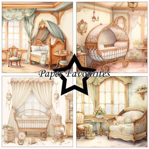 Paper Favourites – Vintage Baby Room paperilajitelma 15 x 15 cm - Image 2